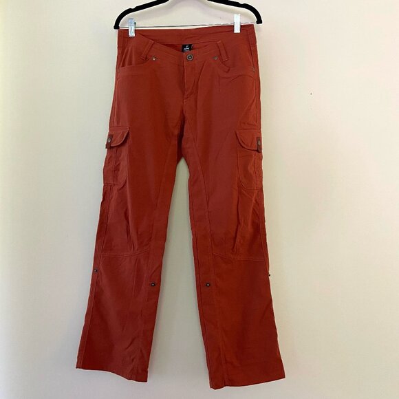 Kuhl Free Flex Roll Up Outdoor Hiking Cargo Pants Women's 6 Short Rust Red - Picture 1 of 12